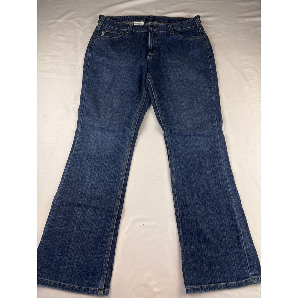 Carhartt Jeans Curvy Fit Mid-Rise Boot Cut Blue Workwear Western Women's 12x32 - Picture 1 of 13